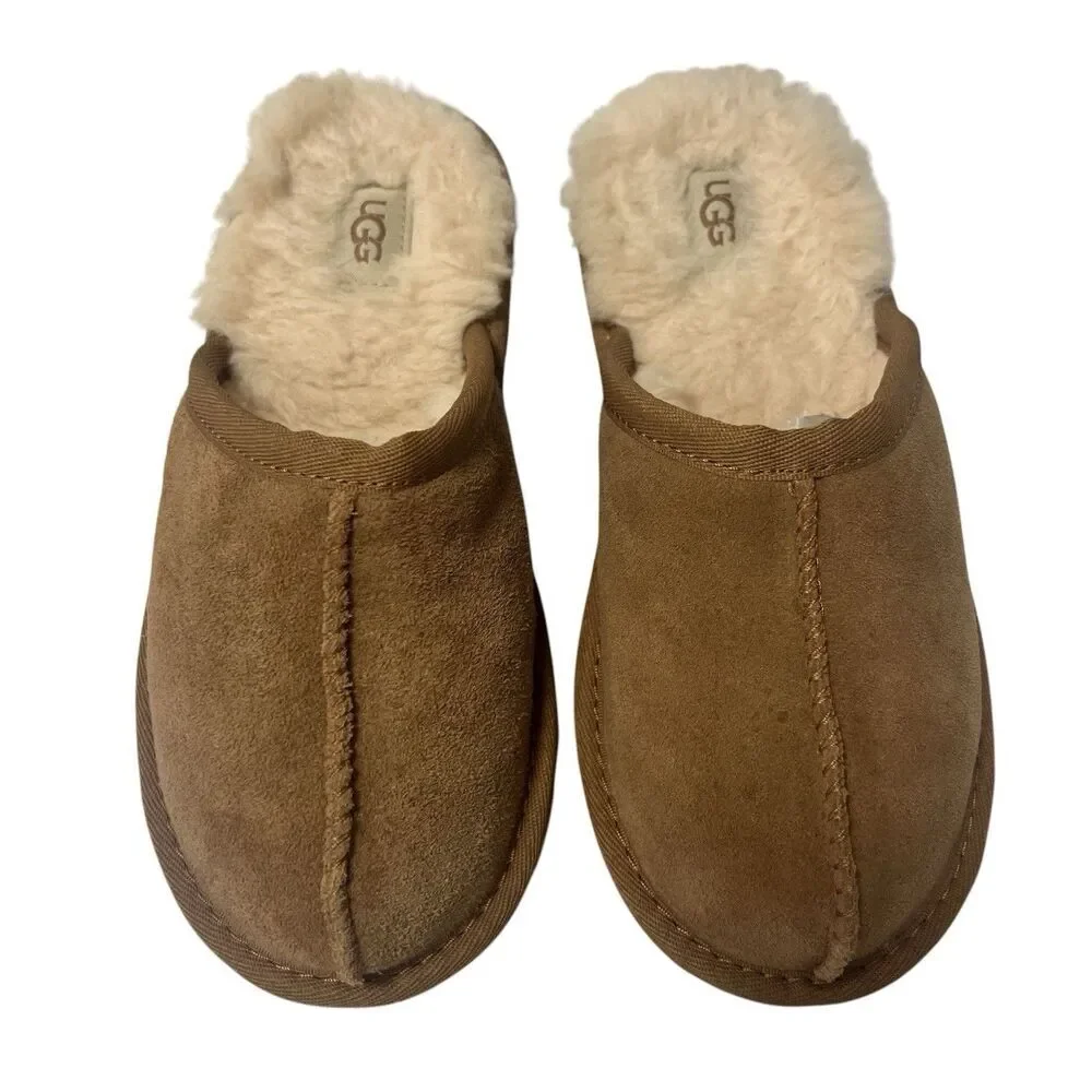 UGG Keegan Slide Slipper Chestnut Suede Shearling Slip On Shoes Kids Size 1 US